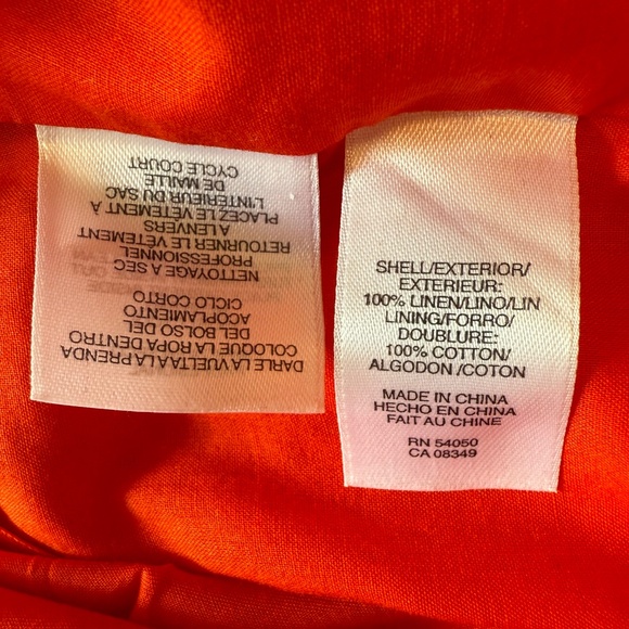 Anne Klein 100% Linen Sleeveless Embellished Red‎ Lined Dress Size 12 - Picture 12 of 12